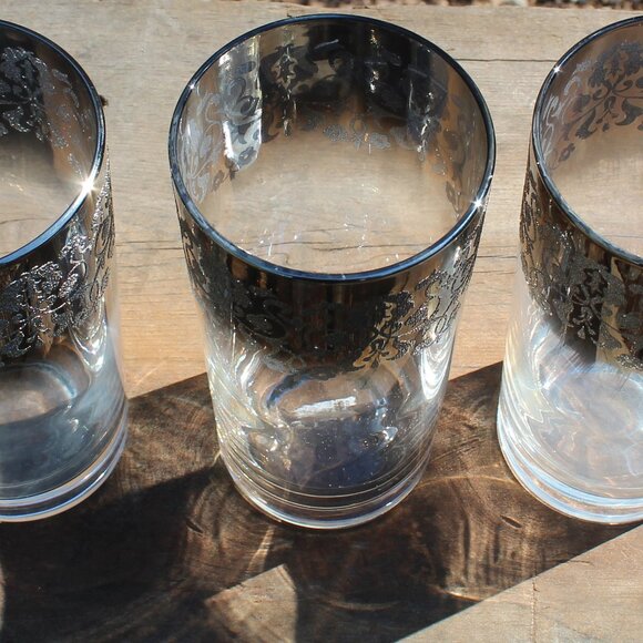 VTG Silver Fade Lusterware HighBall/Iced Tea Tumblers 5.5" 12oz MCM Set of 3 - Picture 2 of 5
